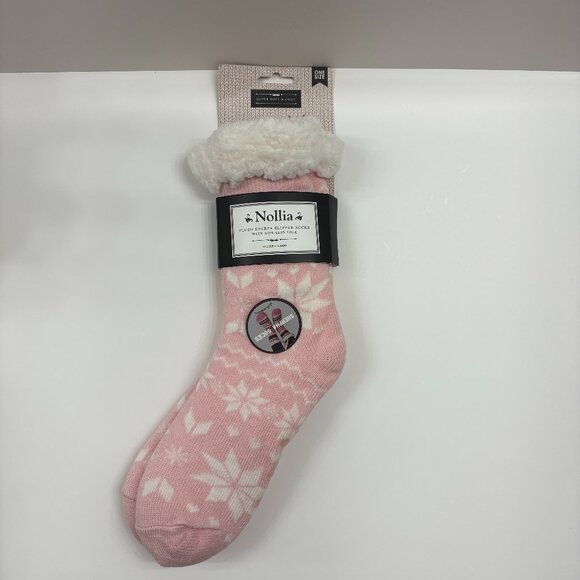 Sherpa Socks - Heavy Non-Skid- Pink & White - Women's- OS- NWT - Picture 2 of 7